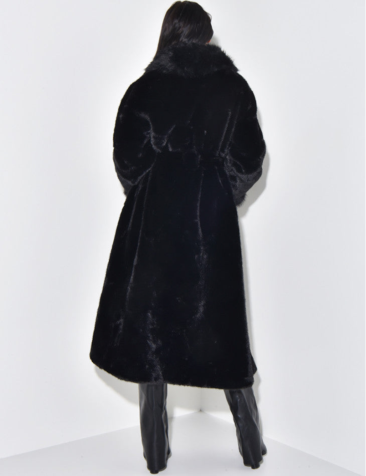 LEUX FUR COAT WITH BELT