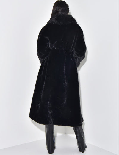 LEUX FUR COAT WITH BELT